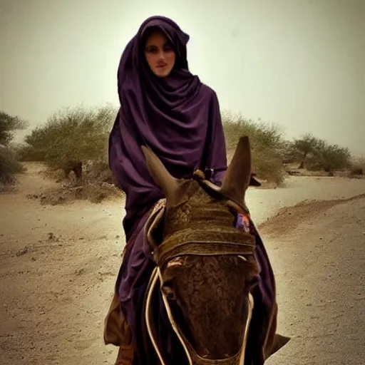 Prompt: beautiful burqa's woman, ride horse in saharan, dress like taliban, sharp eyes, detailed face, white skin, beautiful tatted hands, handling riffle on chest, shooting pose, dust, cinematic, dynamic pose, pinterest