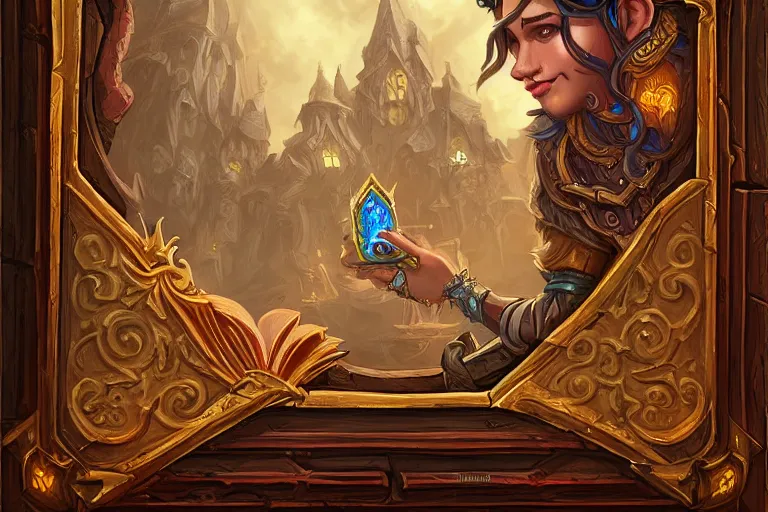 Image similar to book decorative border frame, d & d, fantasy, intricate, elegant, highly detailed, digital painting, artstation, illustration, hearthstone