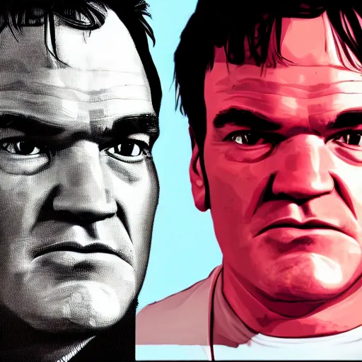 Prompt: an artistic portrait of quentin tarantino, in style of gta 5