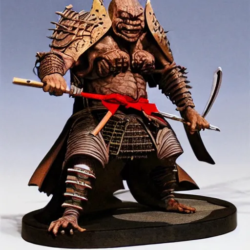 Image similar to quarter length portrait of a samurai hobgoblin, d & d, fantasy, greg rutkowski, frank frazetta, alexandre chaudret, boris vallejo, michael whelan, miro petrov, hr giger, magali villeneuve, donato giancola