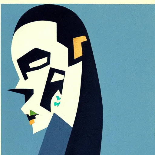 Image similar to matte portrait of a depressed man, by jack gaughan, minimalist illustration, blue color scheme