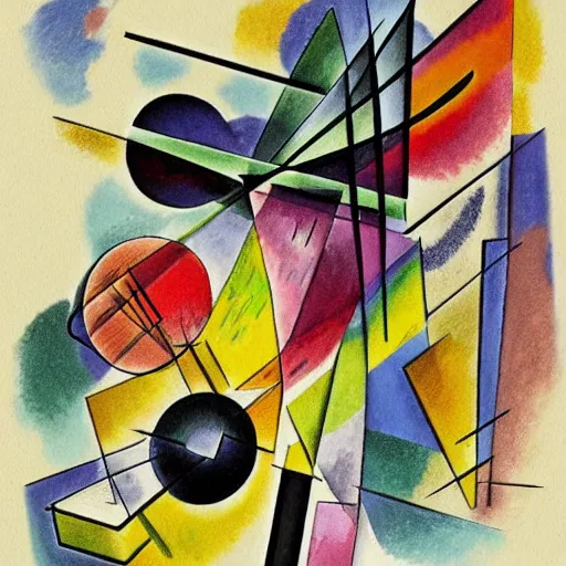 Prompt: a 3d shaded illustration of abstract sketch by Kandinsky