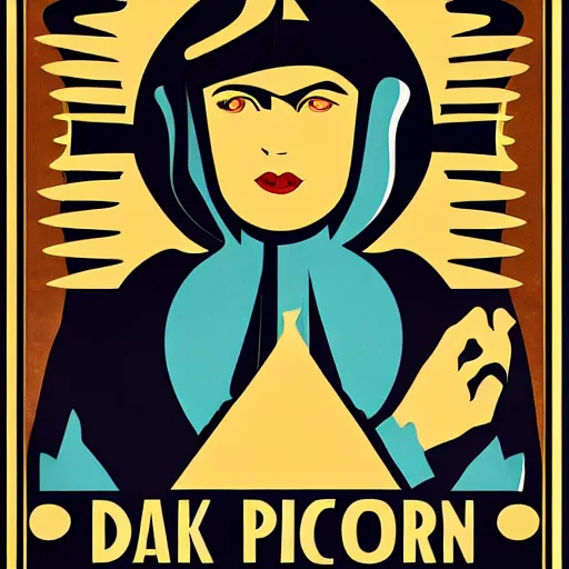 Image similar to dork person in art deco style, poster