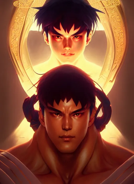 Prompt: symmetry!! ryu, street fighter, glowing lights!! intricate, elegant, highly detailed, digital painting, anime, artstation, concept art, smooth, sharp focus, illustration, art by artgerm and greg rutkowski and alphonse mucha