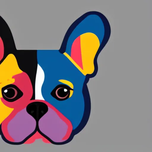 Image similar to colour emoji of a french bulldog, digital icon