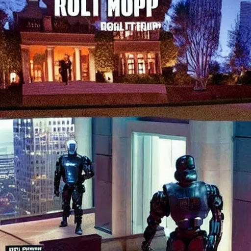 Image similar to robocop raiding donald trumps mansion