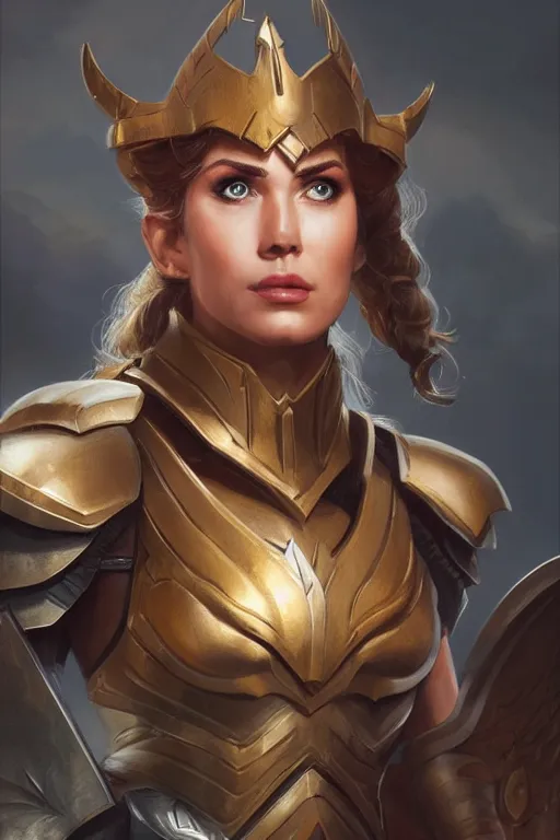 Image similar to amazon valkyrie athena, d & d, fantasy, portrait, highly detailed, headshot, digital painting, trending on artstation, concept art, sharp focus, illustration, art by artgerm and greg rutkowski and magali villeneuve