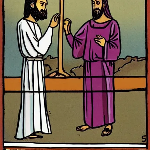 Image similar to business Jesus presenting abysmal sales figures in front of angry shareholder’s threatening to crucify him