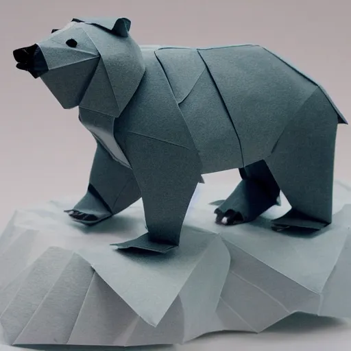 Image similar to polarbear made of origami, diorama