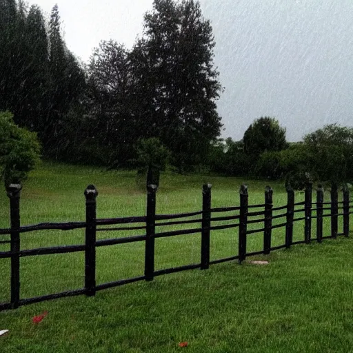 Prompt: fencing in thunderstorm goth style