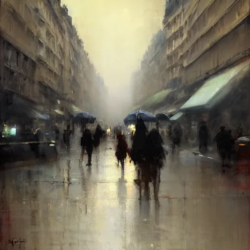 Prompt: paris streetscape, by jeremy mann.