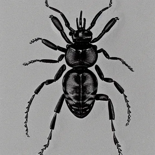 Image similar to fireant, black and white, botanical illustration