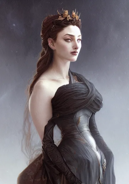 Prompt: portrait of dark sansa monster, intricate, elegant, highly detailed, digital painting, artstation, concept art, smooth, sharp focus, illustration, art by artgerm and greg rutkowski and alphonse mucha and william - adolphe bouguereau