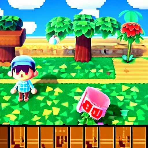 Image similar to Screenshot of Animal Crossing for NES, 1989, 8-bit, pixel art