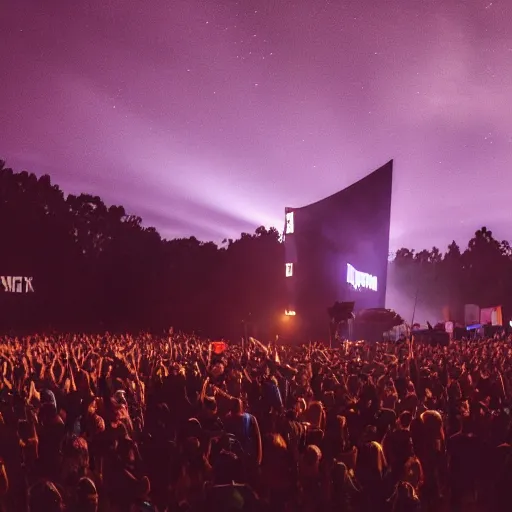 Image similar to Techno festival in forest at night