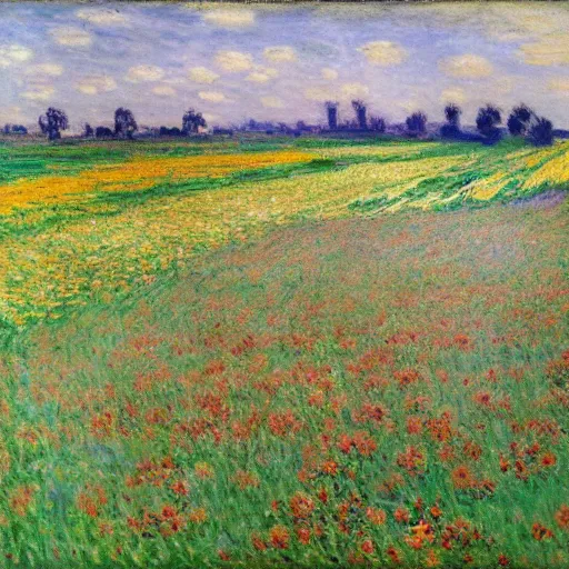 Prompt: A field of flowers, claude monet