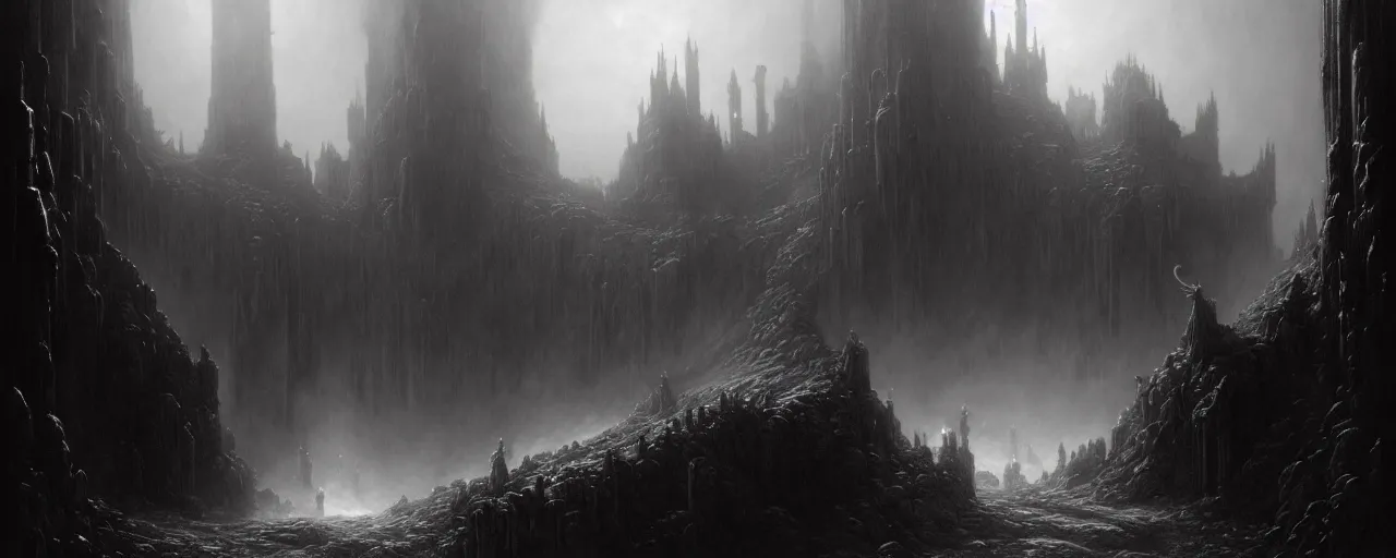 Prompt: a digital concept art by gustave dore and greg rutkowski, trending on artstation. dante's divine comedy, dark fantasy cave palace of bad omens, a iron throne, white stone steps seeping magma. fier in fog. light effect. 3 d, octane render, unreal engine. mist.