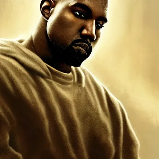 Image similar to Portrait of Kanye West as Homelander, amazing splashscreen artwork, splash art, head slightly tilted, natural light, elegant, intricate, fantasy, atmospheric lighting, cinematic, matte painting, by Greg rutkowski