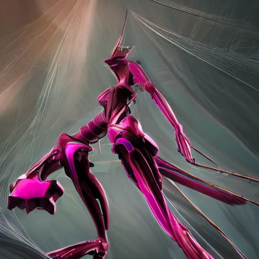 Image similar to ant pov from the floor, looking up, at a highly detailed, exquisite and beautiful giant female warframe, standing elegantly, unaware of your tiny existence, off-white plated armor, slick elegant design, bright Fuchsia skin, sharp claws, close full body shot, epic cinematic shot, realistic, professional digital art, high end digital art, DeviantArt, artstation, Furaffinity, 8k HD render, epic lighting, depth of field