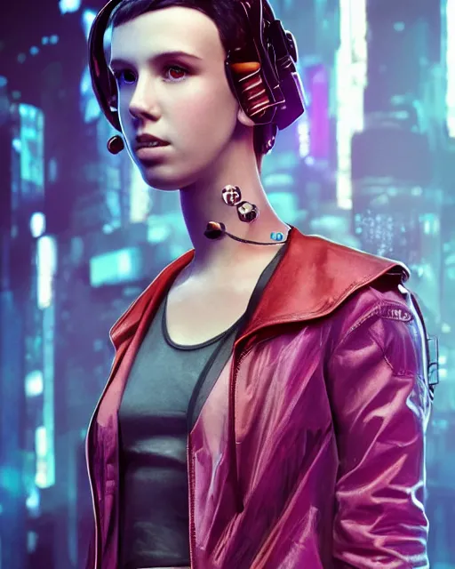 Image similar to Cyberpunk Millie Bobby Brown