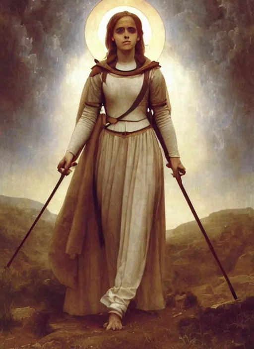 Image similar to emma watson as joan of arc, bouguereau