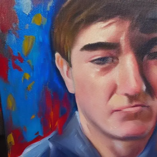 Image similar to oil painting of mr beast