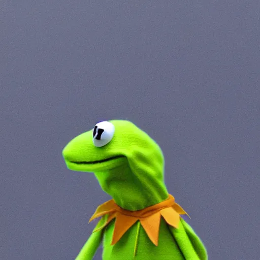 Prompt: Kermit made of translucent clouds and fog