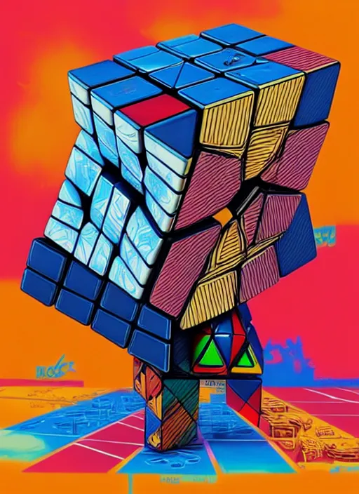 Image similar to rubik's cube transformer, tristan eaton, victo ngai, artgerm, rhads, ross draws