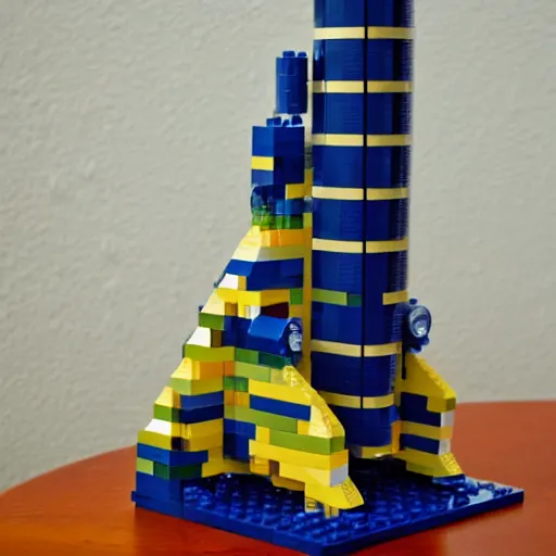 Image similar to lego sculpture of a rocket fish, thoughtful, elegant, real