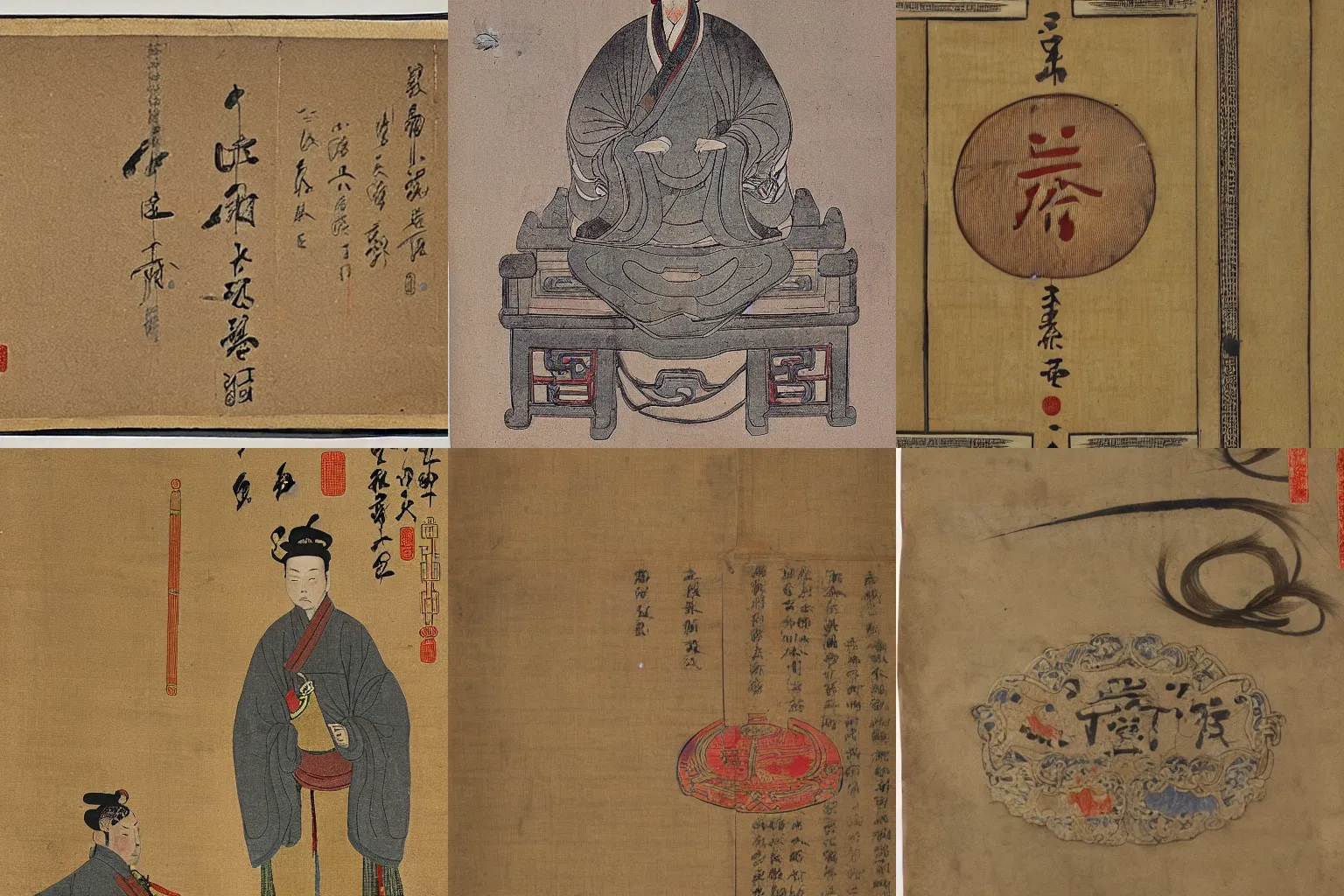 Prompt: a condom as the emperor of china, chinese art, historical, 1 5 century, very detailed, paper texture