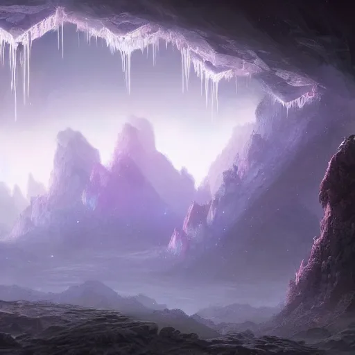 Image similar to a detailed matte painting of an ethereal crystal cave by shin yun - bok, cgsociety contest winner, fantasy art, bioluminescence, speedpainting, concept art