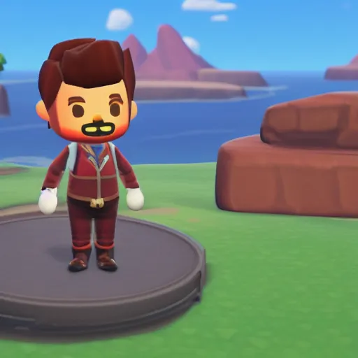 Image similar to Film still of Tony Stark, from Animal Crossing: New Horizons (2020 video game)