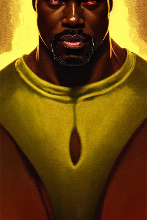 Prompt: a portrait of luke cage, fantasy, sharp focus, intricate, elegant, digital painting, artstation, matte, highly detailed, concept art, illustration, ambient lighting, art by ilya kuvshinov, artgerm, alphonse mucha, and greg rutkowski