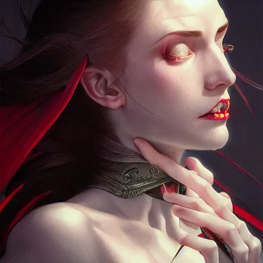 Image similar to perfectly - centered - portrait - photograph of evil vampire, super highly detailed, professional digital painting, artstation, concept art, smooth, sharp focus, no blur, no dof, extreme illustration, unreal engine 5, 8 k, art by artgerm and greg rutkowski and alphonse mucha loish and wlop