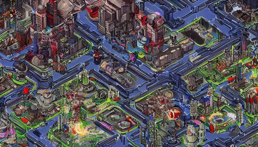 Prompt: a xenomorphic biopunk city in the style of sega genesis game