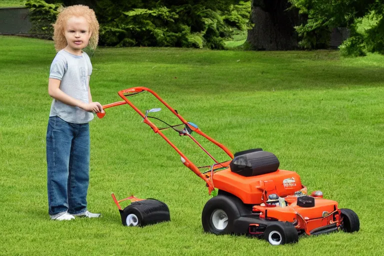 Prompt: garfield lawn mower