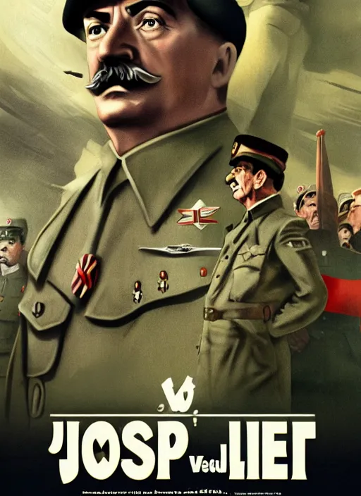 Image similar to poster for an animation called joseph stalin vs adolf hitler, 8 k, hd, art by craig mullins