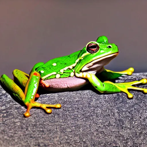 Image similar to Frog Lady photograph sharp focus colorful realistic