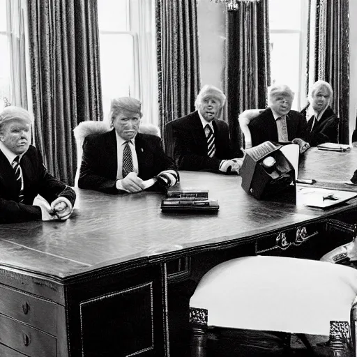 Image similar to a group of ghost in the room office trump