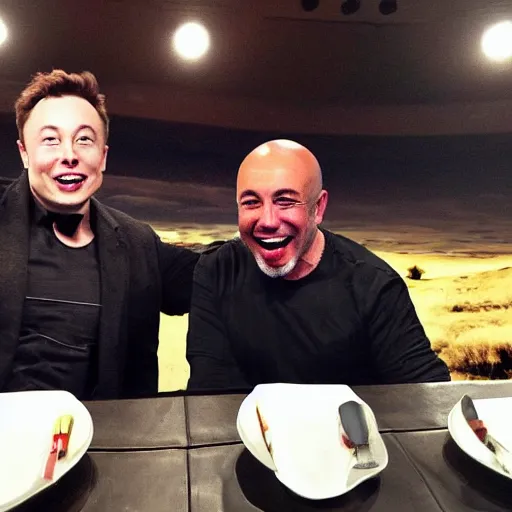 Prompt: Elon Musk eating Joe Rogan