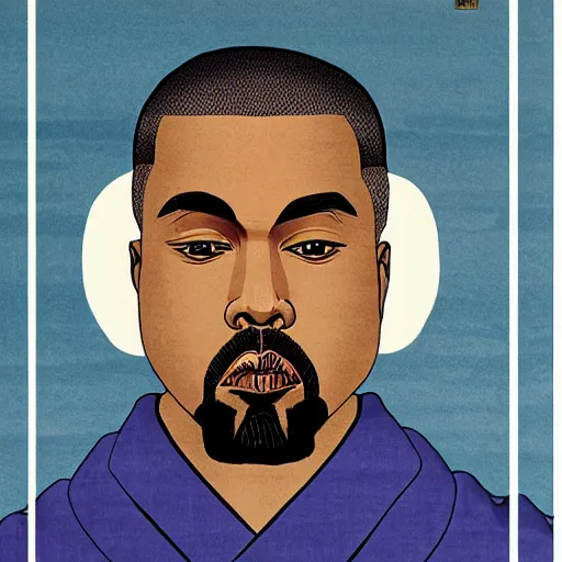 Image similar to ukiyo - e art of kanye west