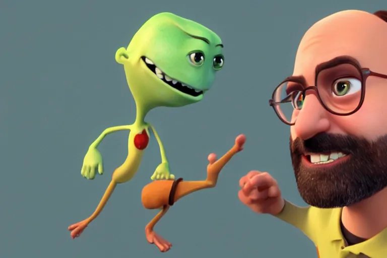 Image similar to still from a pixar movie of michael stevens from vsauce, high quality 3 d render, movie, pixar, renderman, 4 k, artstation