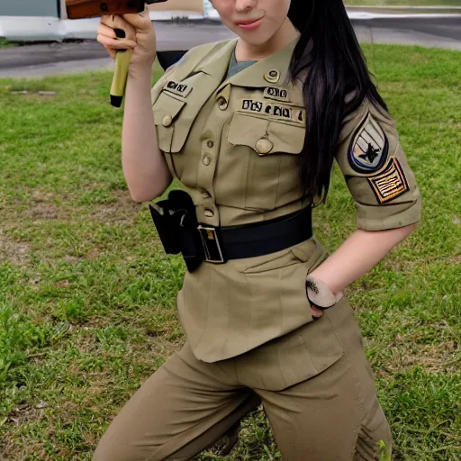 Prompt: anime girl wearing a us army corporal uniform
