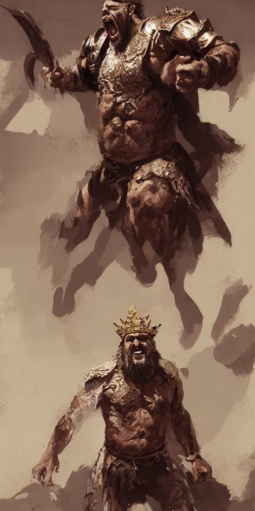 Image similar to full body master Portrait of the ancient historical biblical SNARLING ANGRYING YELLING, jealous king Saul of Israel by craig mullins and marc simonetti, ARTSTATION, cgsociety, polycount, character design, CINEMATIC, AWE INSPIRING, BEAUTIFUL, ART GERM