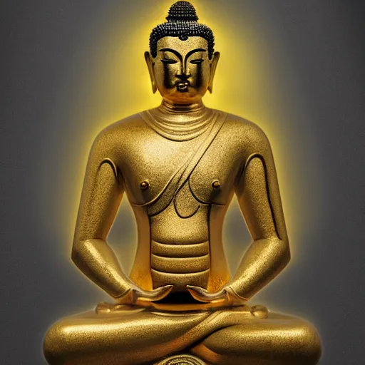 Prompt: highly detailed full body picture of golden Buddha statue, concept art, digital art, studio lightning, bright colors, intricate, masterpiece, photorealistic, hiperrealistic, sharp focus, high contrast, intricate, Artstation HQ, DeviantArt trending, 4k UHD, Unreal Engine 5, Octane render