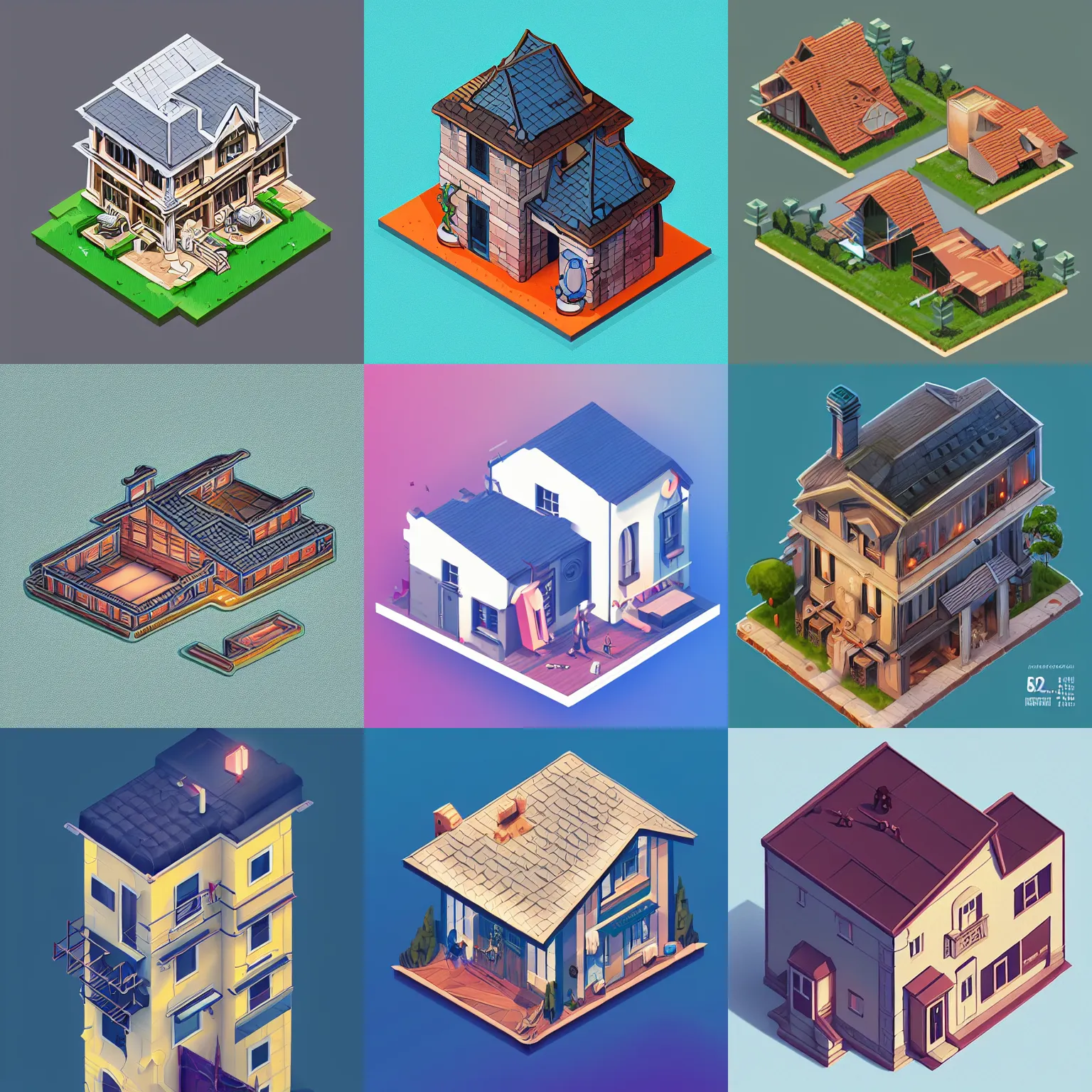 Prompt: isometric webdesign icon for french roof house, sketch, by Artgerm, tooth wu, dan mumford, beeple, wlop, rossdraws, James Jean, Andrei Riabovitchev, Marc Simonetti, yoshitaka Amano, Artstation