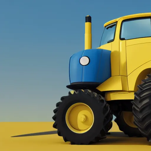 Image similar to a tractor with a ukrainian blue and yellow flag by goro fujita, 3 d octane render