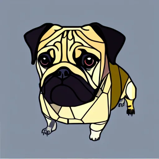 Image similar to pug in a geometric style