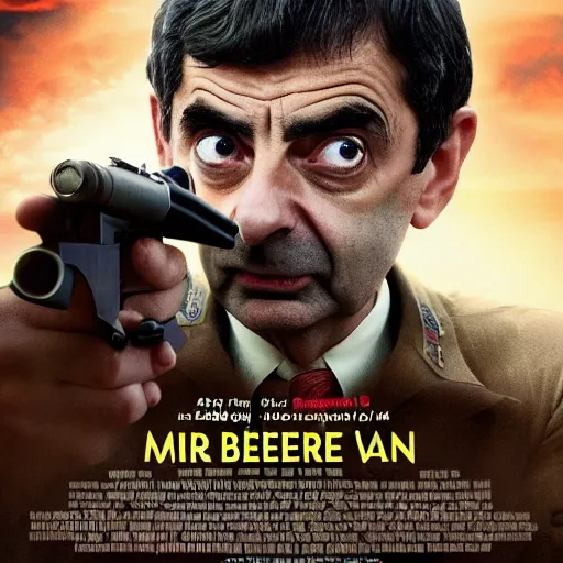 Image similar to mr bean as epic war hero, movie poster, 8 k hd,