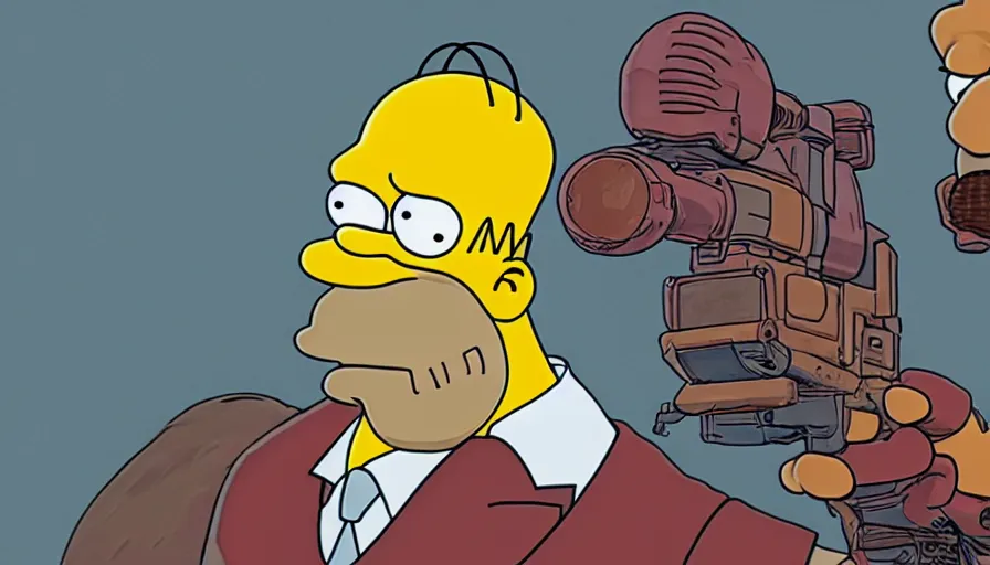 Image similar to Homer Simpson is the Nemesis in Resident Evil 3, hyperdetailed, artstation, cgsociety, 8k